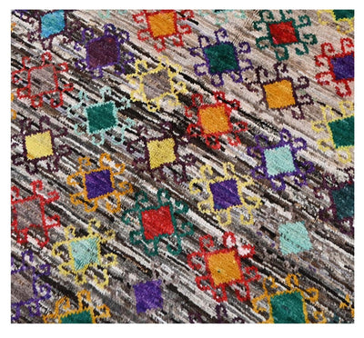Taimany - Tappeto Tribale in Lana Multicolore - Fatto a Mano 139x94cm