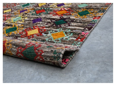 Taimany - Tappeto Tribale in Lana Multicolore - Fatto a Mano 139x94cm