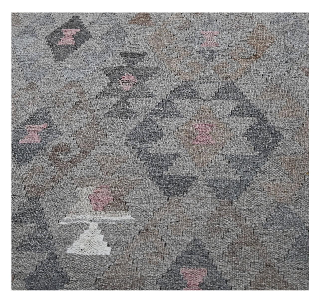 Tappeto Kilim Afghan Grigio Naturale, Fatto a mano, 295x254cm