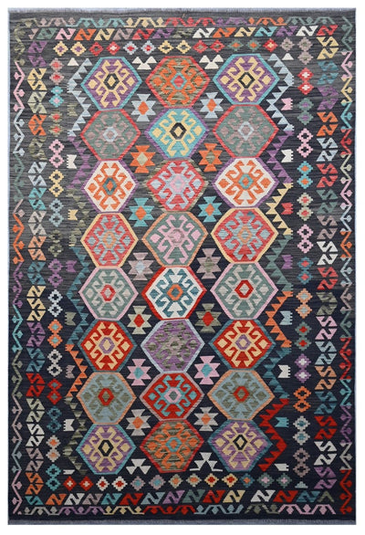 Tappeto Kilim Kaudani Afghan fatto a mano multicolore 298x203cm