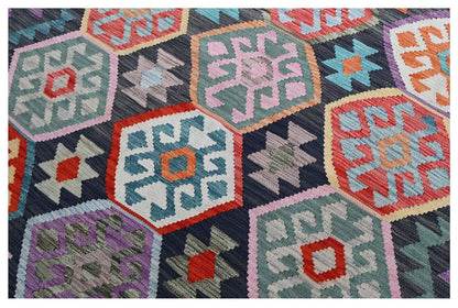 Tappeto Kilim Kaudani Afghan fatto a mano multicolore 298x203cm