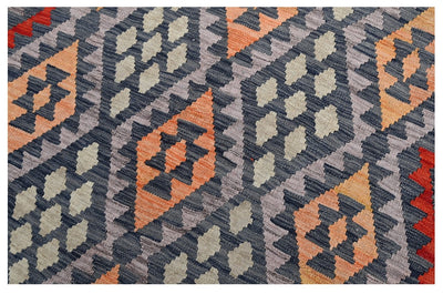 Tappeto Kilim Kaudani Afghan fatto a mano multicolore 303x197cm