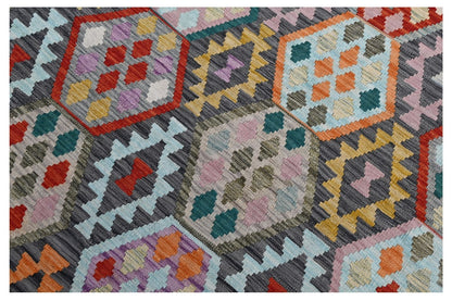 Tappeto Kilim Kaudani Afghan fatto a mano multicolore 304x201cm