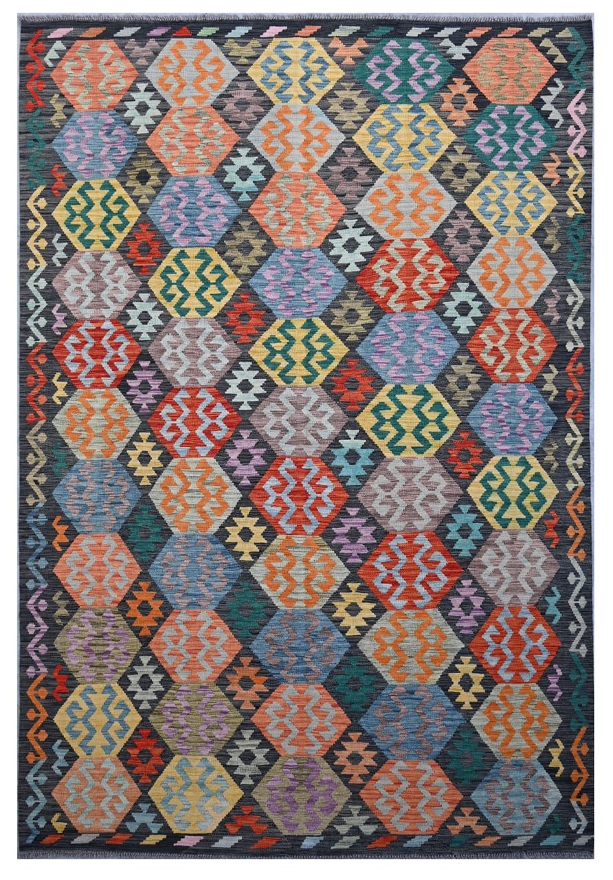 Taimany - Multicolor Tribal Wool Rug - Hand-Knotted 202x139cm