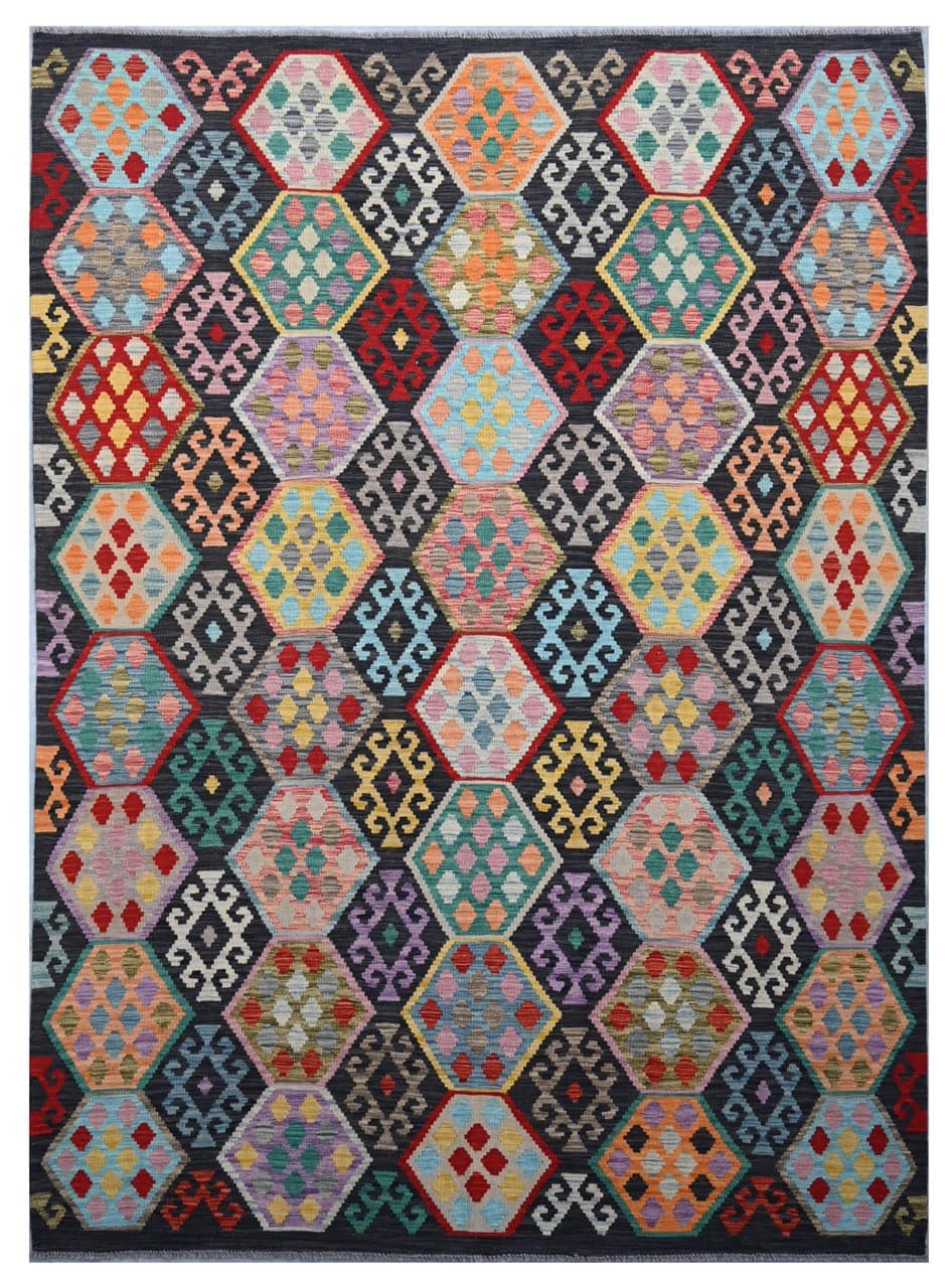 Taimany - Multicolor Tribal Wool Rug - Hand-Knotted 190x83cm