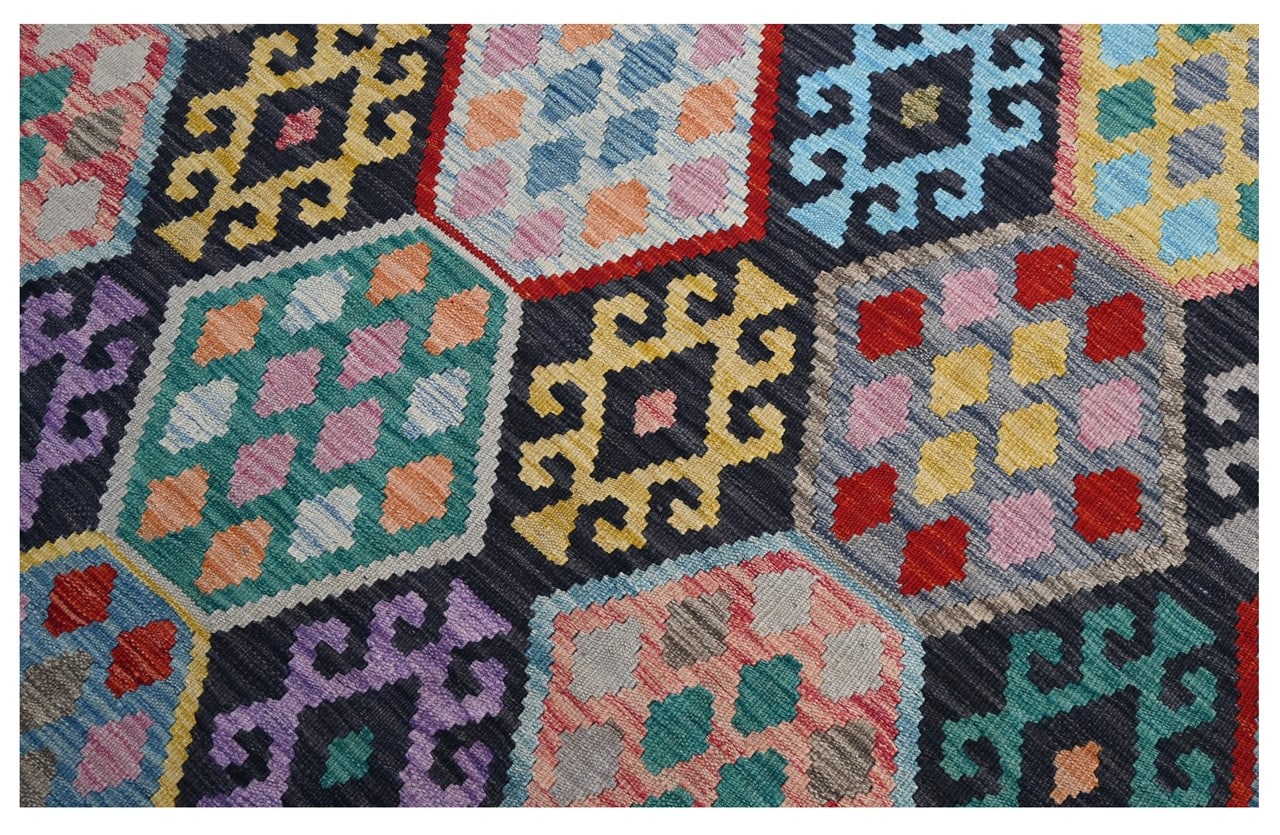 Taimany - Multicolor Tribal Wool Rug - Hand-Knotted 190x83cm