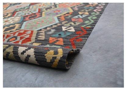 Tappeto Kilim Kaudani Afghan fatto a mano multicolore 299x206cm