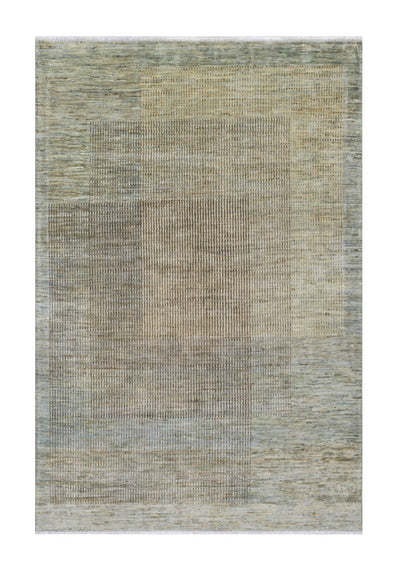 Handmade Modern Wool Rug, Geometric Design, 211x145cm