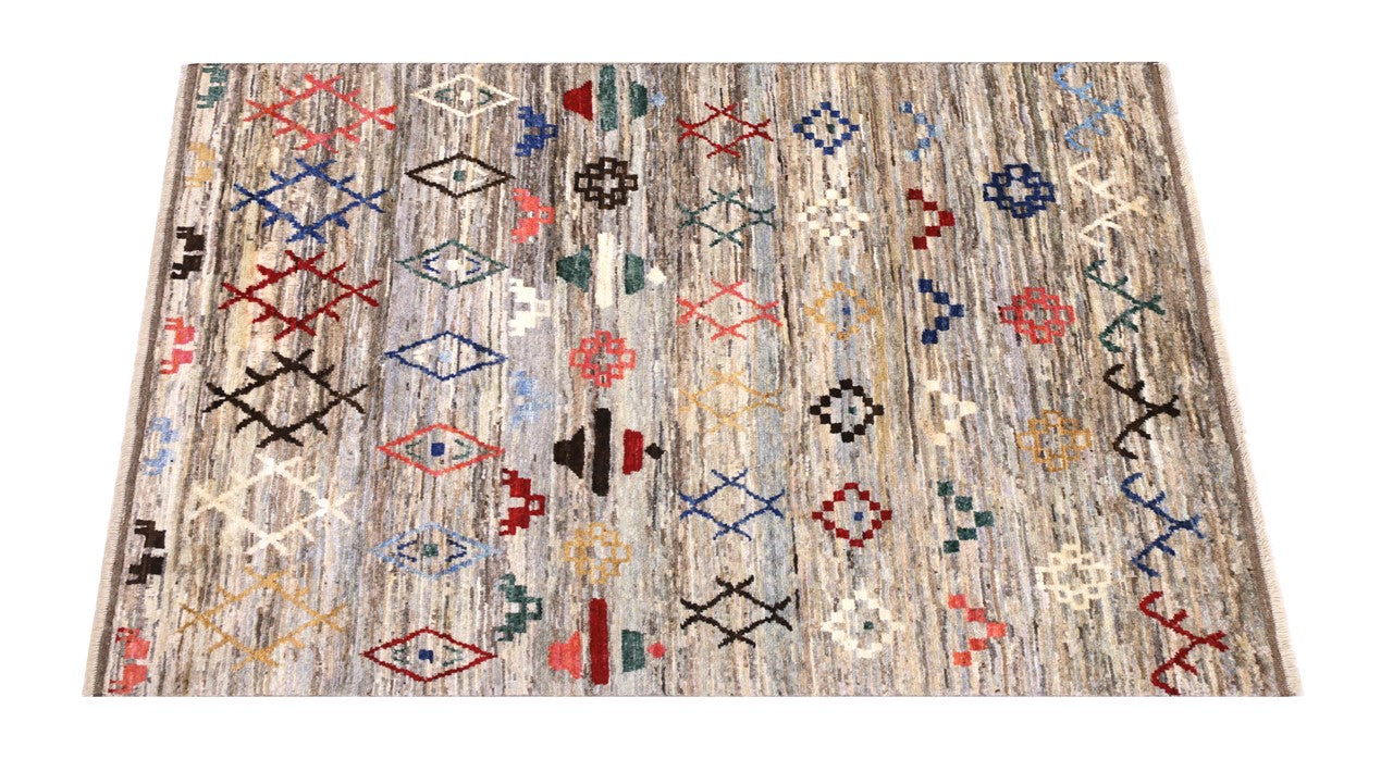 Taimany - Multicolor Tribal Wool Rug - Hand-Knotted 200x154cm