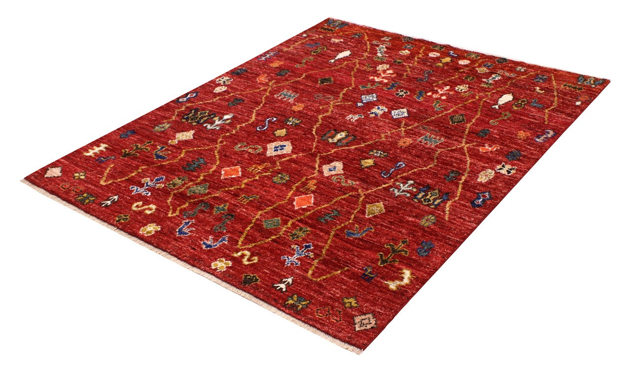 Taimany - Multicolor Tribal Wool Rug - Hand-Knotted 191x154cm