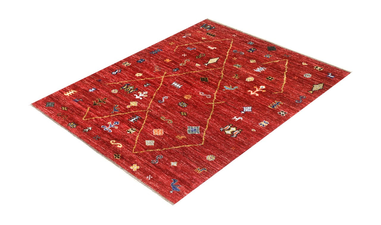 Taimany - Multicolor Tribal Wool Rug - Hand-Knotted 203x156cm