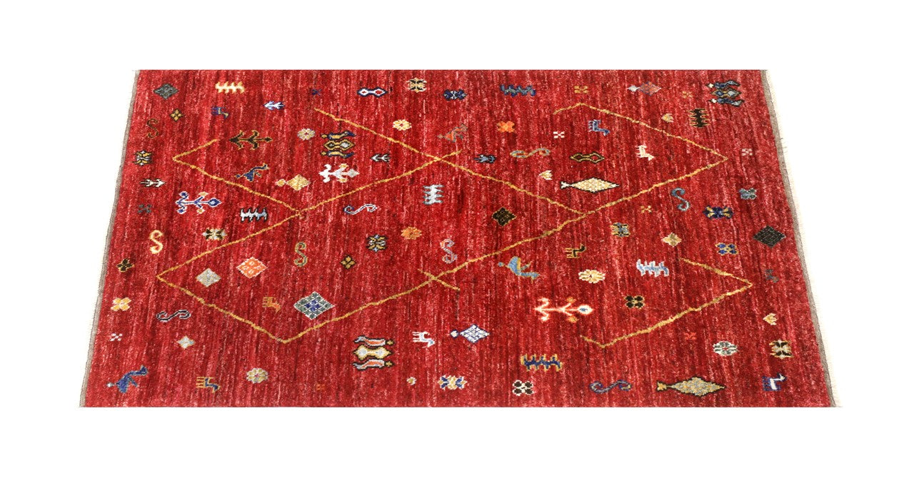 Taimany - Multicolor Tribal Wool Rug - Hand-Knotted 203x156cm