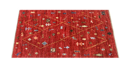 Taimany - Multicolor Tribal Wool Rug - Hand-Knotted 203x156cm