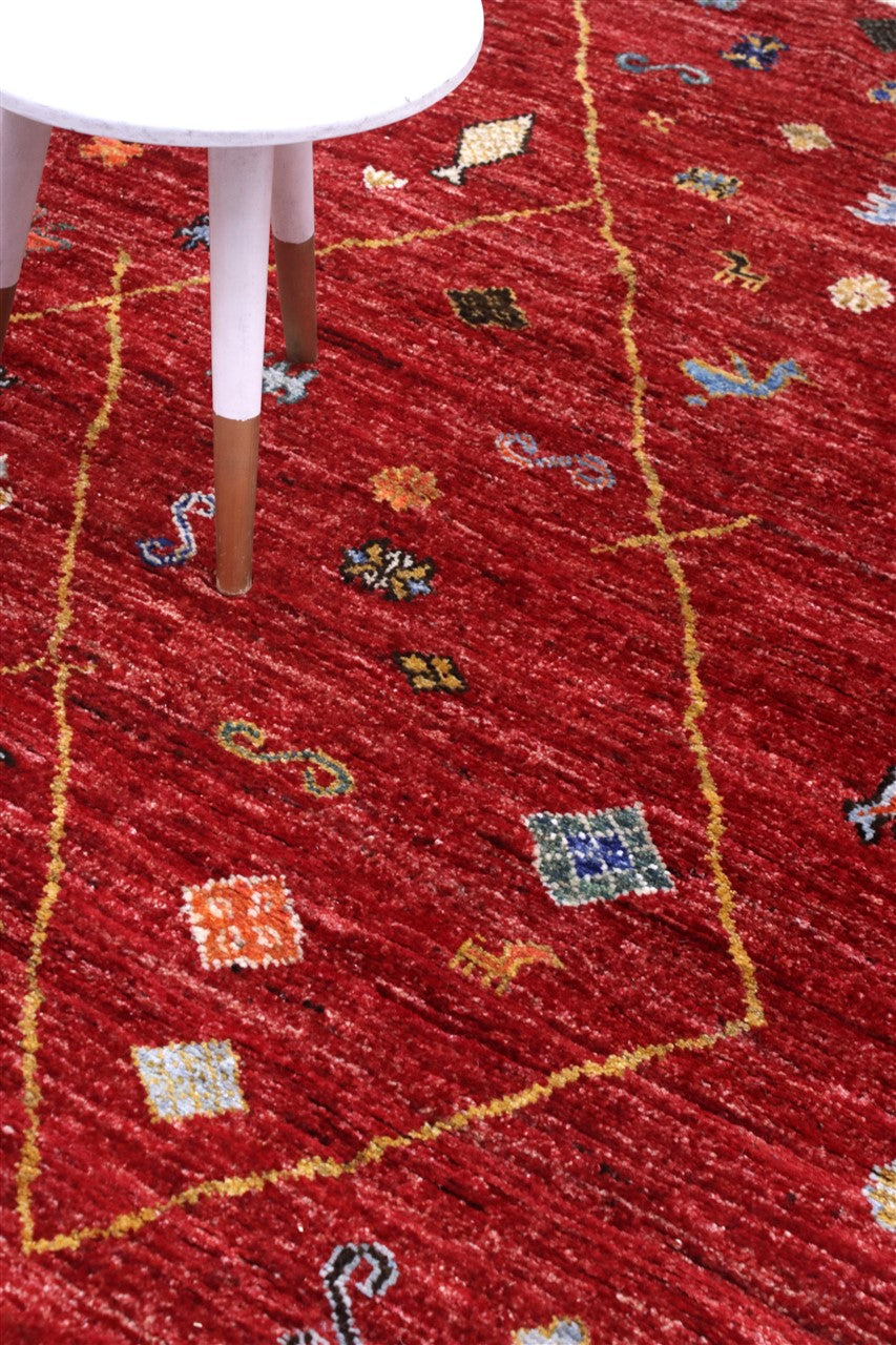 Taimany - Multicolor Tribal Wool Rug - Hand-Knotted 203x156cm