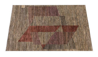 Handmade Modern Wool Rug, Geometric Design, 244x171cm