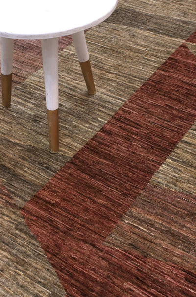 Handmade Modern Wool Rug, Geometric Design, 244x171cm