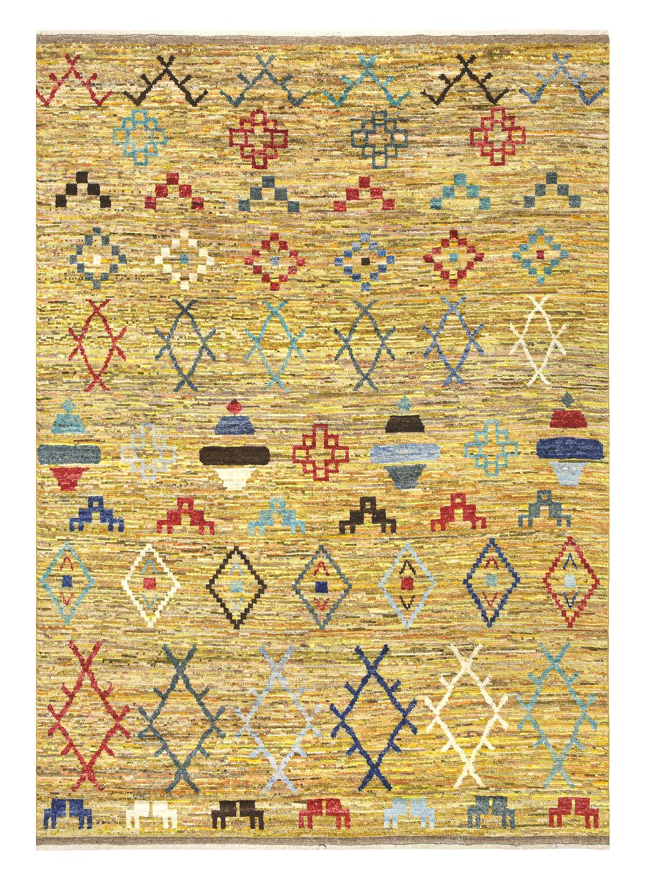 Taimany - Multicolor Tribal Wool Rug - Hand-Knotted 241x177cm