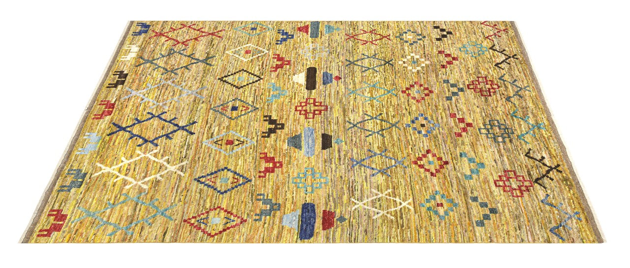 Taimany - Multicolor Tribal Wool Rug - Hand-Knotted 241x177cm