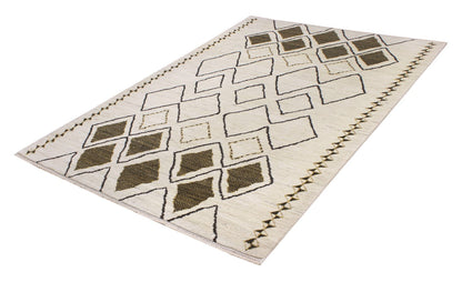 Modern design white Berber style carpet, handmade 240x175cm