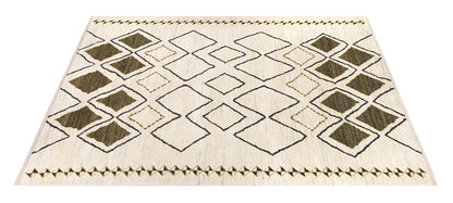 Modern design white Berber style carpet, handmade 240x175cm