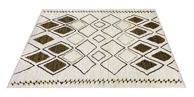 Tappeto design moderno bianco stile berbero, fatto a mano 241x177cm - CarpetLiving
