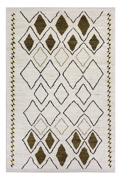 Modern design white Berber style carpet, handmade 243x171cm