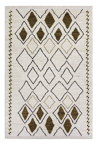 Modern design white Berber style carpet, handmade 243x171cm