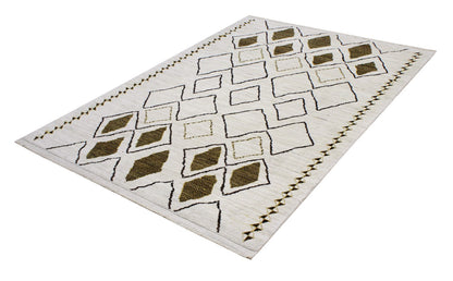 Modern design white Berber style carpet, handmade 243x171cm