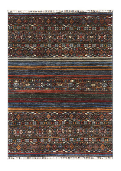 Tappeto Afghan multicolore in lana, fatto a mano 236x174cm - CarpetLiving