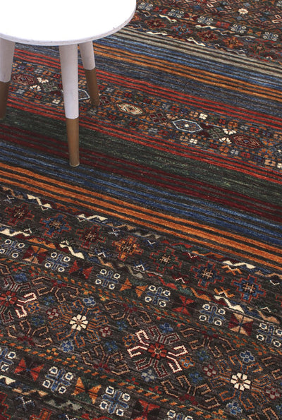 Tappeto Afghan multicolore in lana, fatto a mano 236x174cm - CarpetLiving