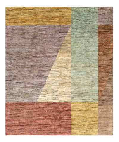 Handmade Modern Wool Rug, Geometric Design, 288x241cm
