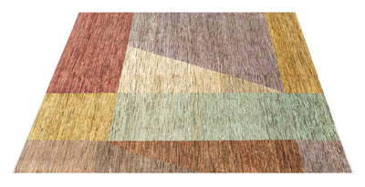 Handmade Modern Wool Rug, Geometric Design, 288x241cm
