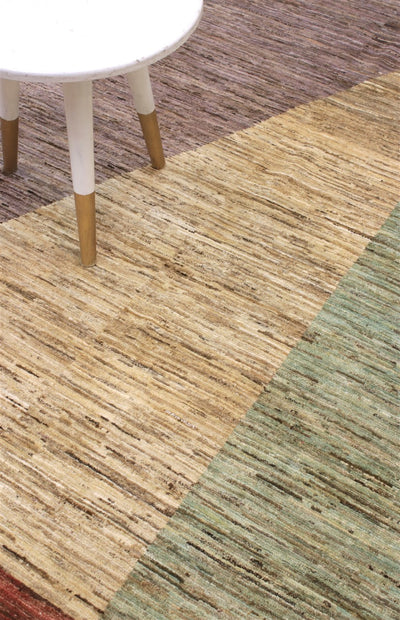 Handmade Modern Wool Rug, Geometric Design, 288x241cm