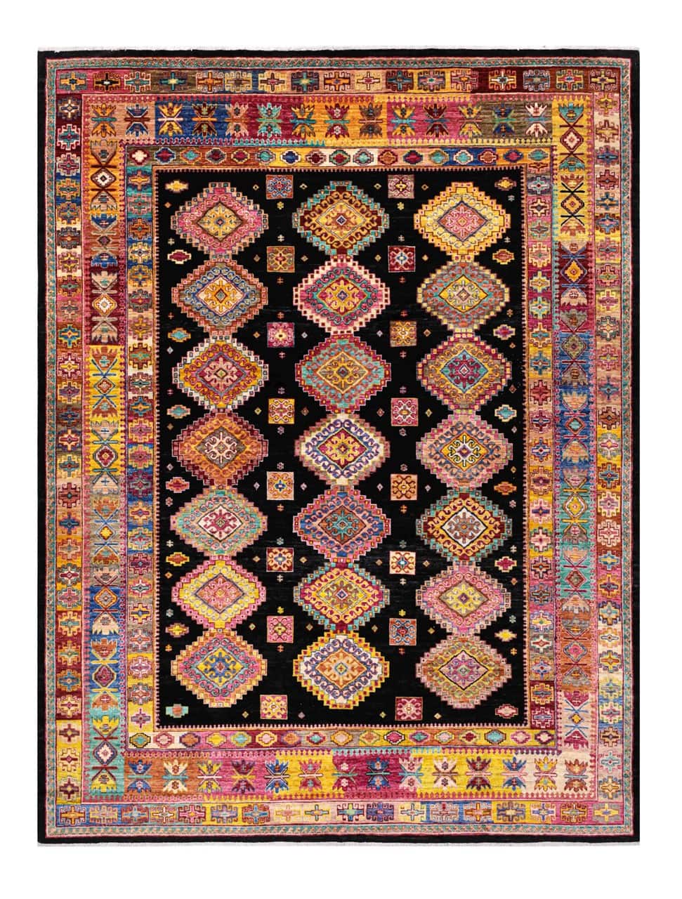 Afghan wool carpet multi, handmade 315x245cm