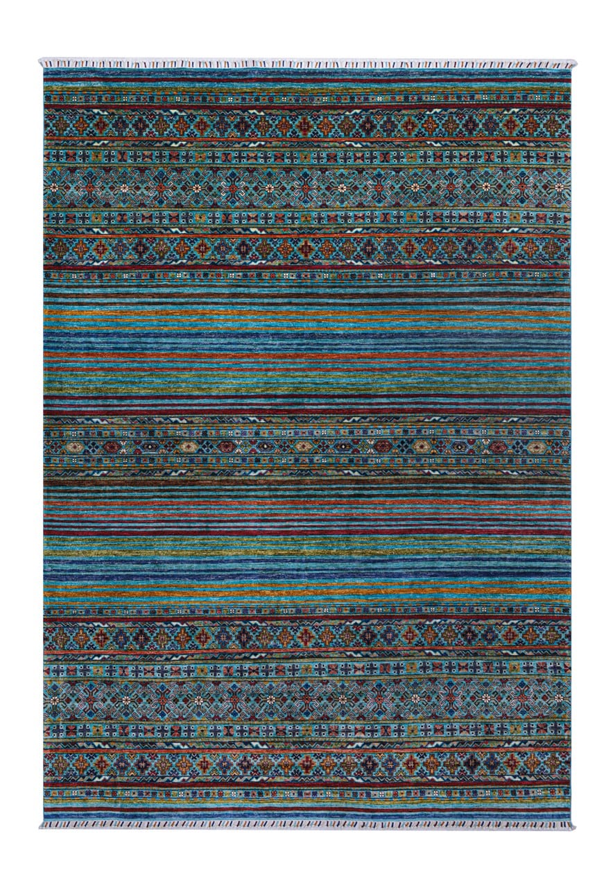 Afghan wool carpet blue, handmade 350x251cm