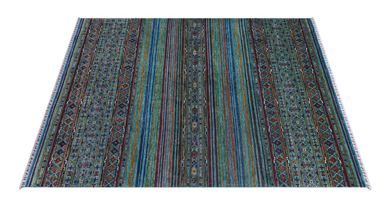 Afghan wool carpet blue, handmade 350x251cm