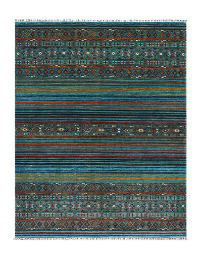 Tappeto Afghan blu in lana, fatto a mano 309x250cm - CarpetLiving