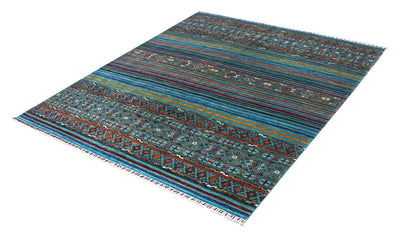 Tappeto Afghan blu in lana, fatto a mano 309x250cm - CarpetLiving