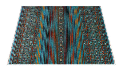 Tappeto Afghan blu in lana, fatto a mano 309x250cm - CarpetLiving