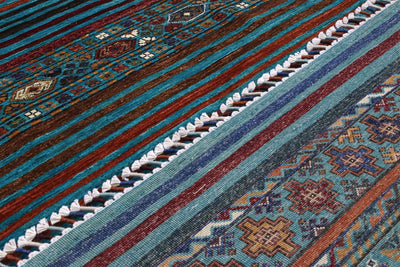 Tappeto Afghan blu in lana, fatto a mano 309x250cm - CarpetLiving