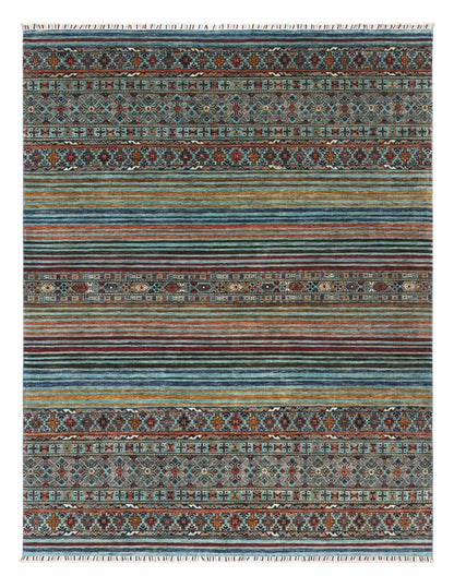 Afghan wool carpet blue, handmade 306x248cm