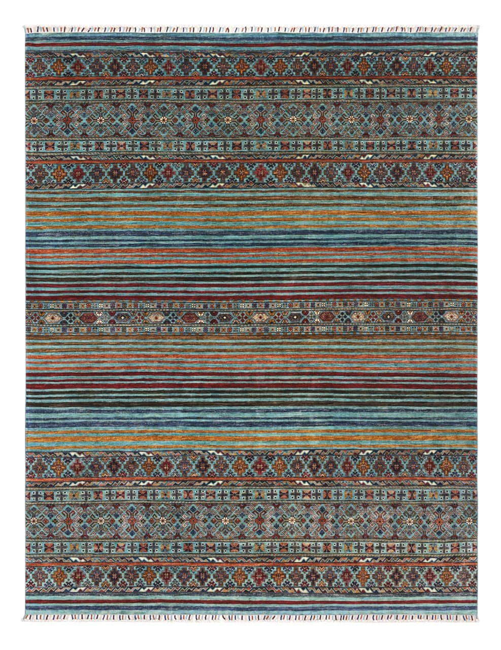 Afghan wool carpet blue, handmade 306x248cm