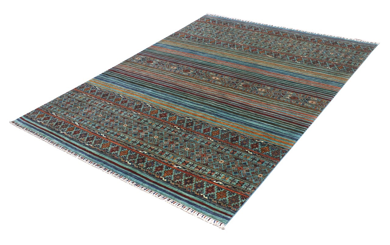 Afghan wool carpet blue, handmade 306x248cm