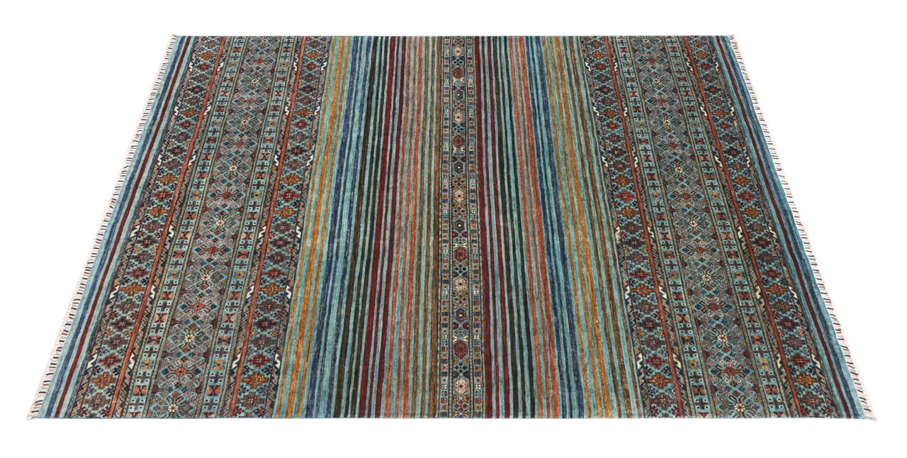 Afghan wool carpet blue, handmade 306x248cm