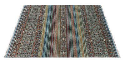 Tappeto Afghan blu in lana, fatto a mano 306x248cm - CarpetLiving