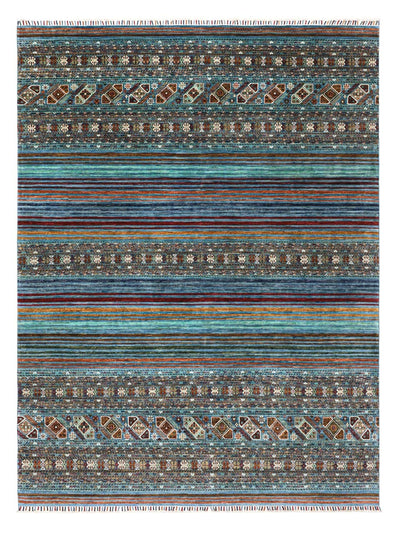 Tappeto Afghan blu in lana, fatto a mano 313x237cm - CarpetLiving