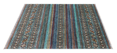 Tappeto Afghan blu in lana, fatto a mano 313x237cm - CarpetLiving