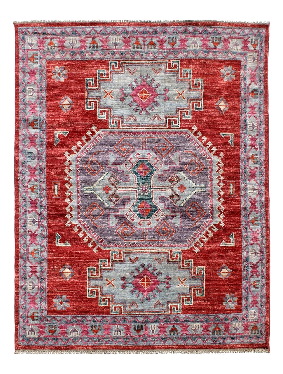 Classic Kazak carpet, Red, handmade, 236x166cm