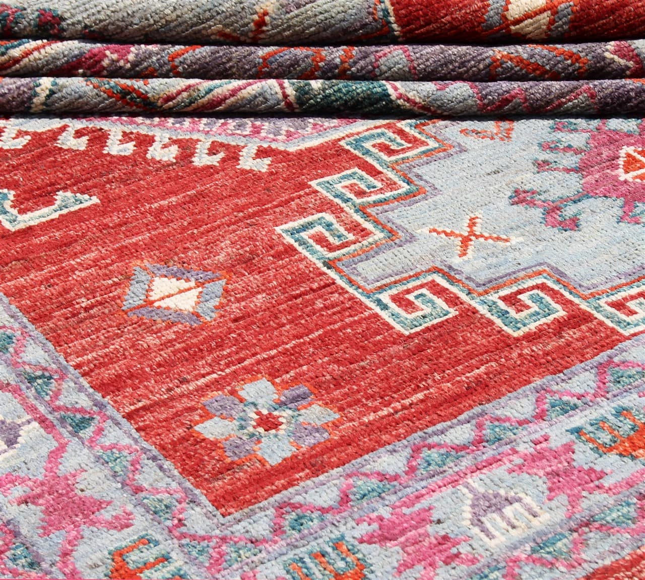 Classic Kazak carpet, Red, handmade, 236x166cm