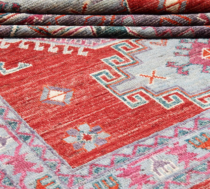 Tappeto Kazak Classico, Rosso, fatto a mano, 236x166cm